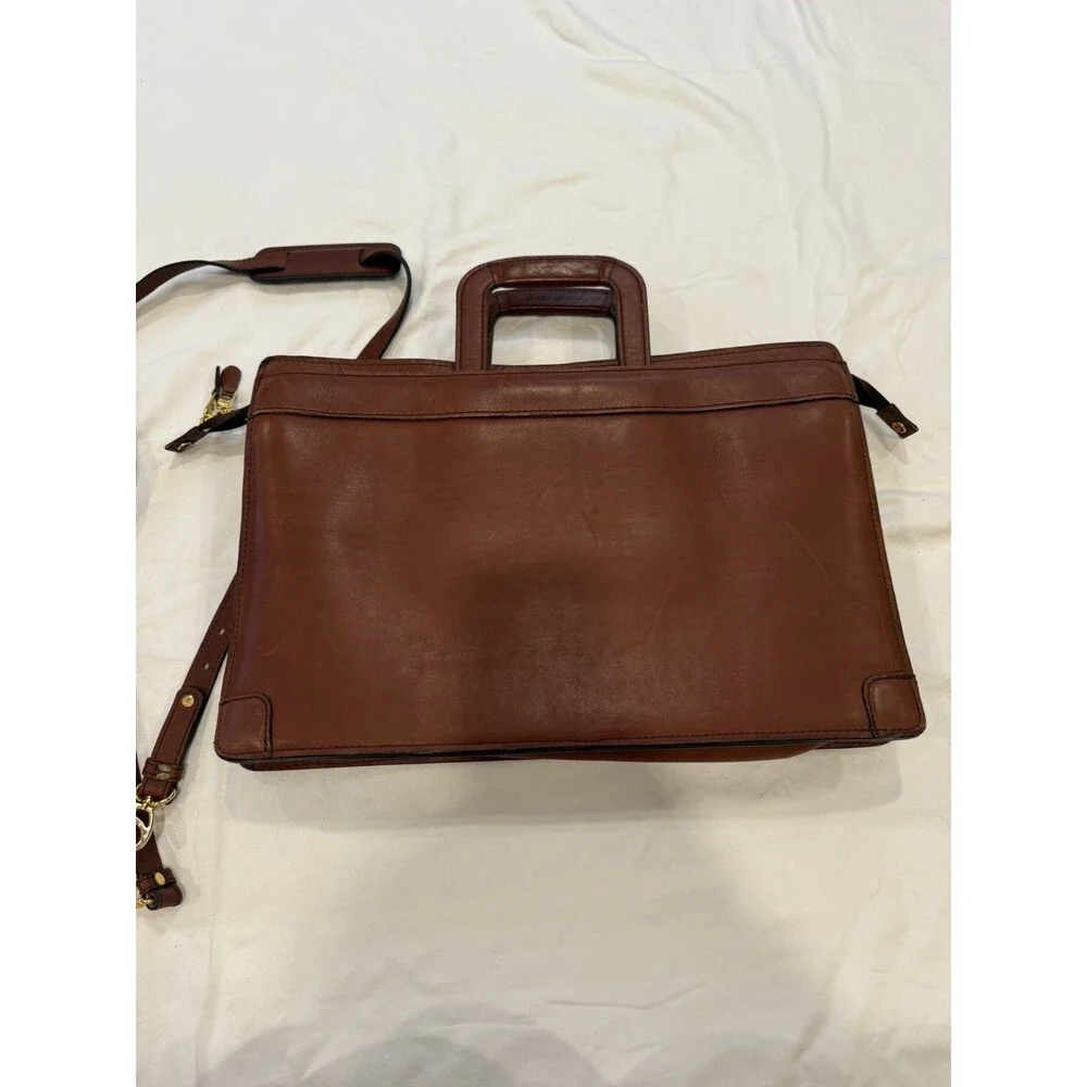 Samsonite Brown Leather Messenger Bag Laptop w/ Shoulder Strap 19” X 13”